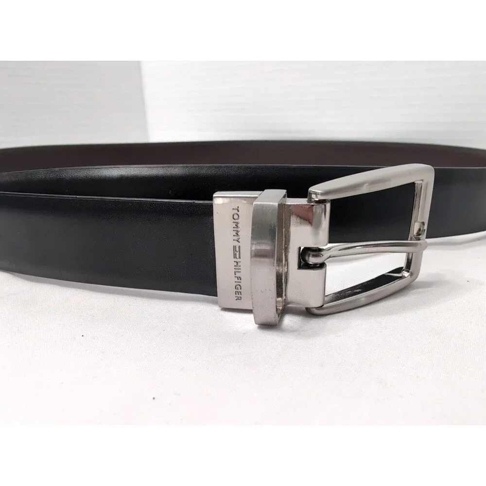 TOMMY HILFIGER BLACK & BROWN REVERSIBLE Buckle Belt MENS Size 44
